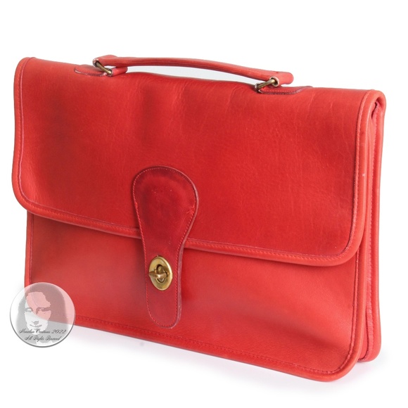 Vintage Coach Bag Handle Clutch Portfolio Red Leather Rare Pre Creed 1970s NYC - Picture 9 of 17